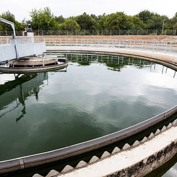 The Solid Contact Clarifier Tank in Water Treatment plant. Modern urban wastewater treatment plant.